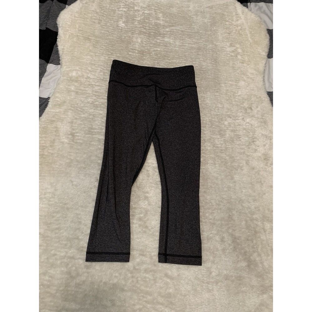 Lululemon Wunder Under Womens Black Gray Capri Yoga Leggings Size 4 Gym Pants - Picture 1 of 7